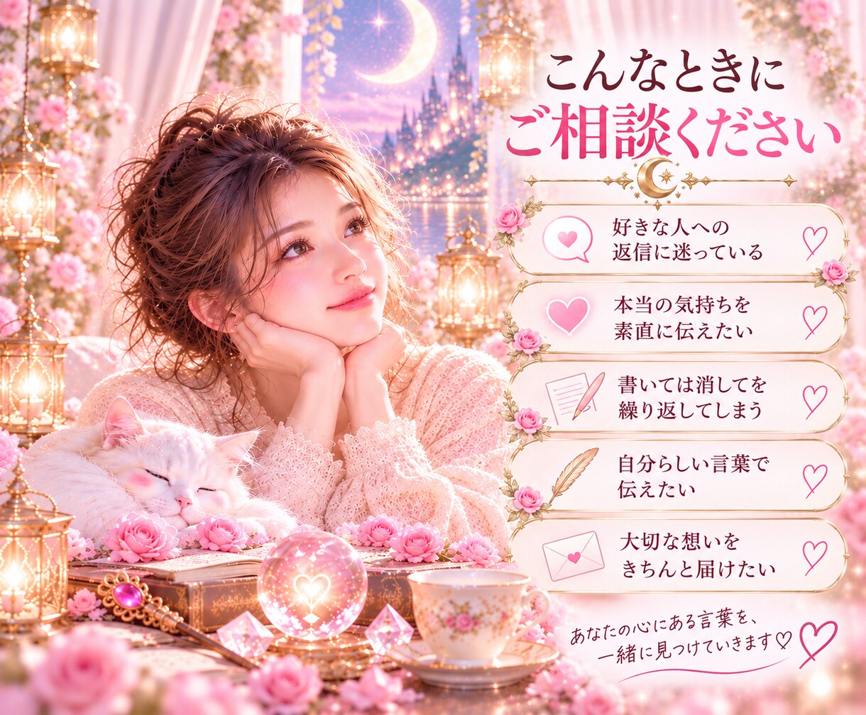 好きな人へのLINE返信を一緒に考えます 本当の想いを見つけ、あなたらしい言葉へ丁寧に整えます イメージ5