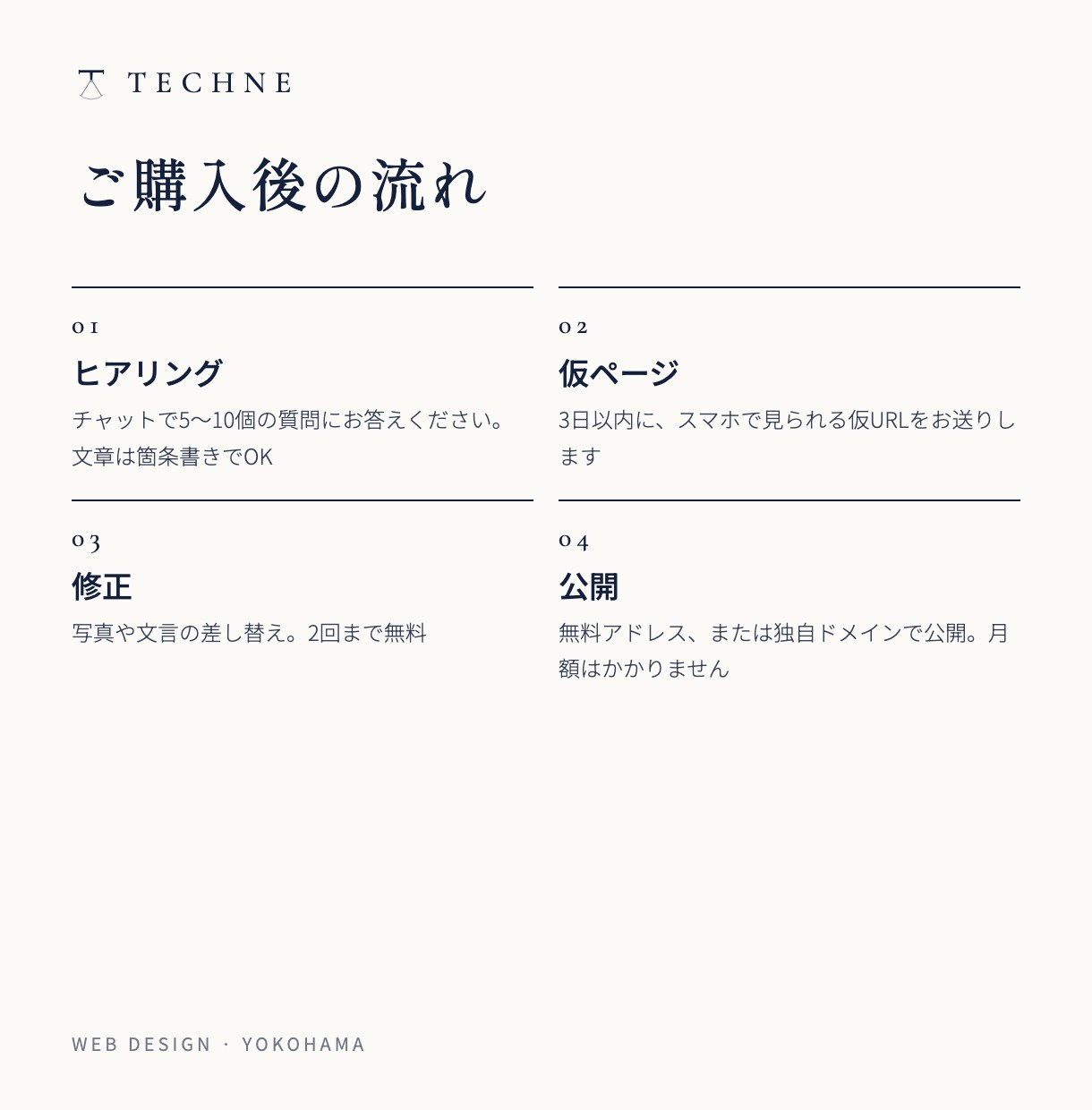 お店のLPを公開まで一括で作ります 写真と文章を送るだけ。設計から公開まで、1週間。 イメージ3