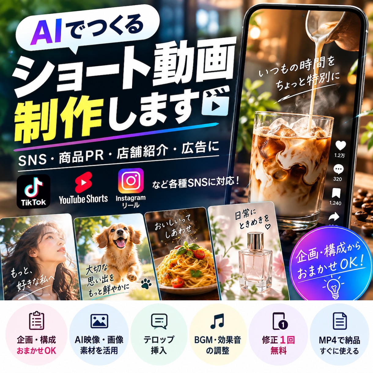 AIで魅力的なショート動画を制作しますます SNS・商品PR向けの短尺動画を制作します イメージ1
