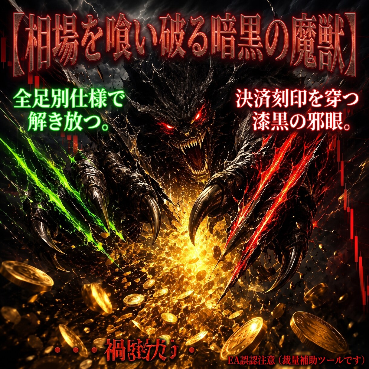 相場を喰い破る暗黒の魔獣！各足別仕様で解き放ちます 相場を蹂躙し利益を刈り取る死神の鎌！決済刻印を穿つ漆黒の邪眼 イメージ4