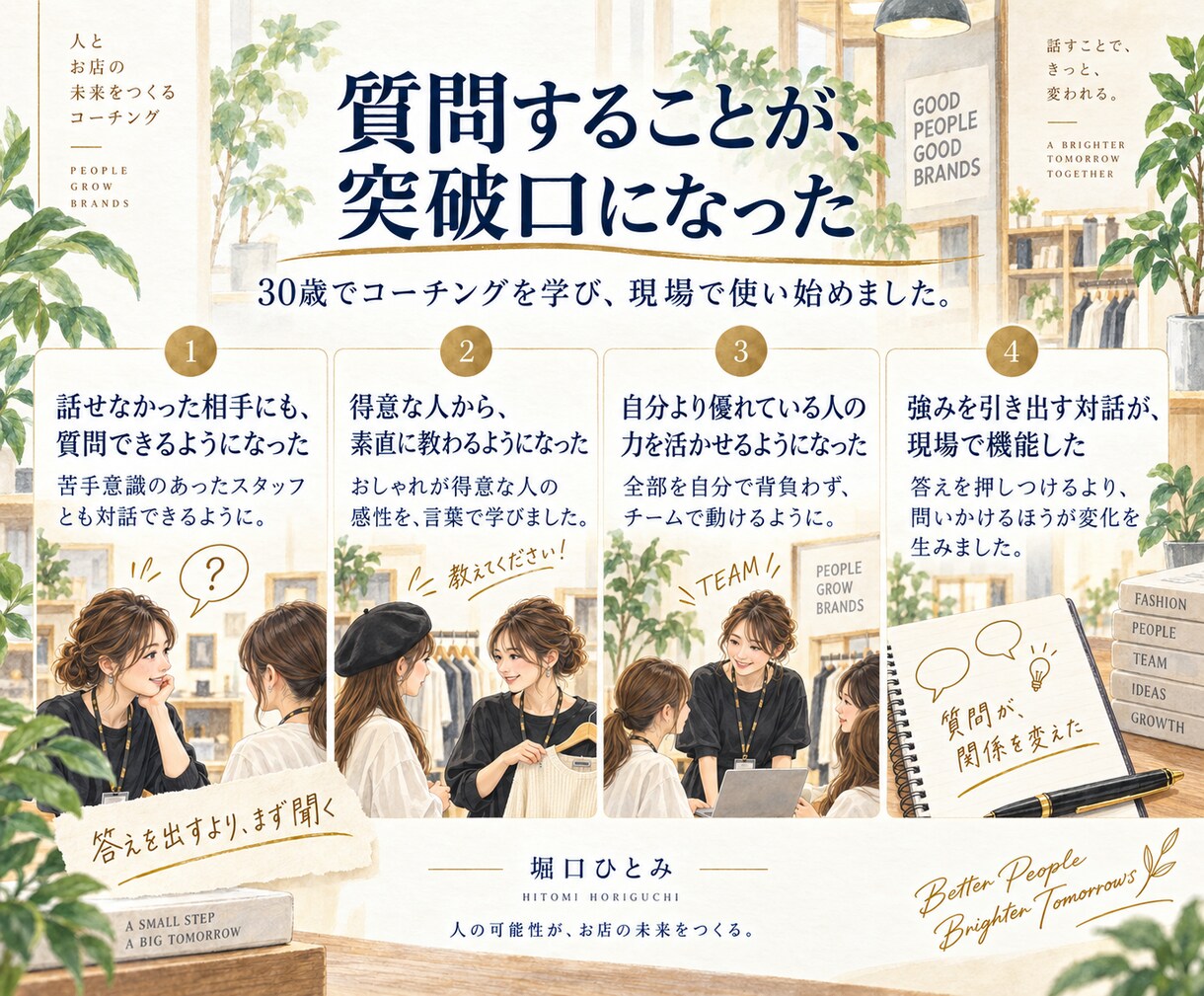 独立20年｜コーチのリピーター戦略を見直します 「またお願いしたい」と思われる関係づくりを、一緒に整理します イメージ8