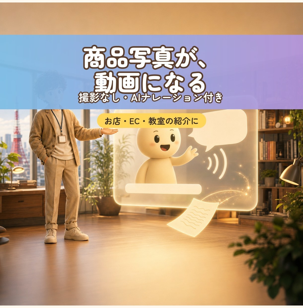 AI商品紹介動画を写真1枚から作ります 撮影なし・素材は写真だけ。SNSで流せる動画に イメージ1