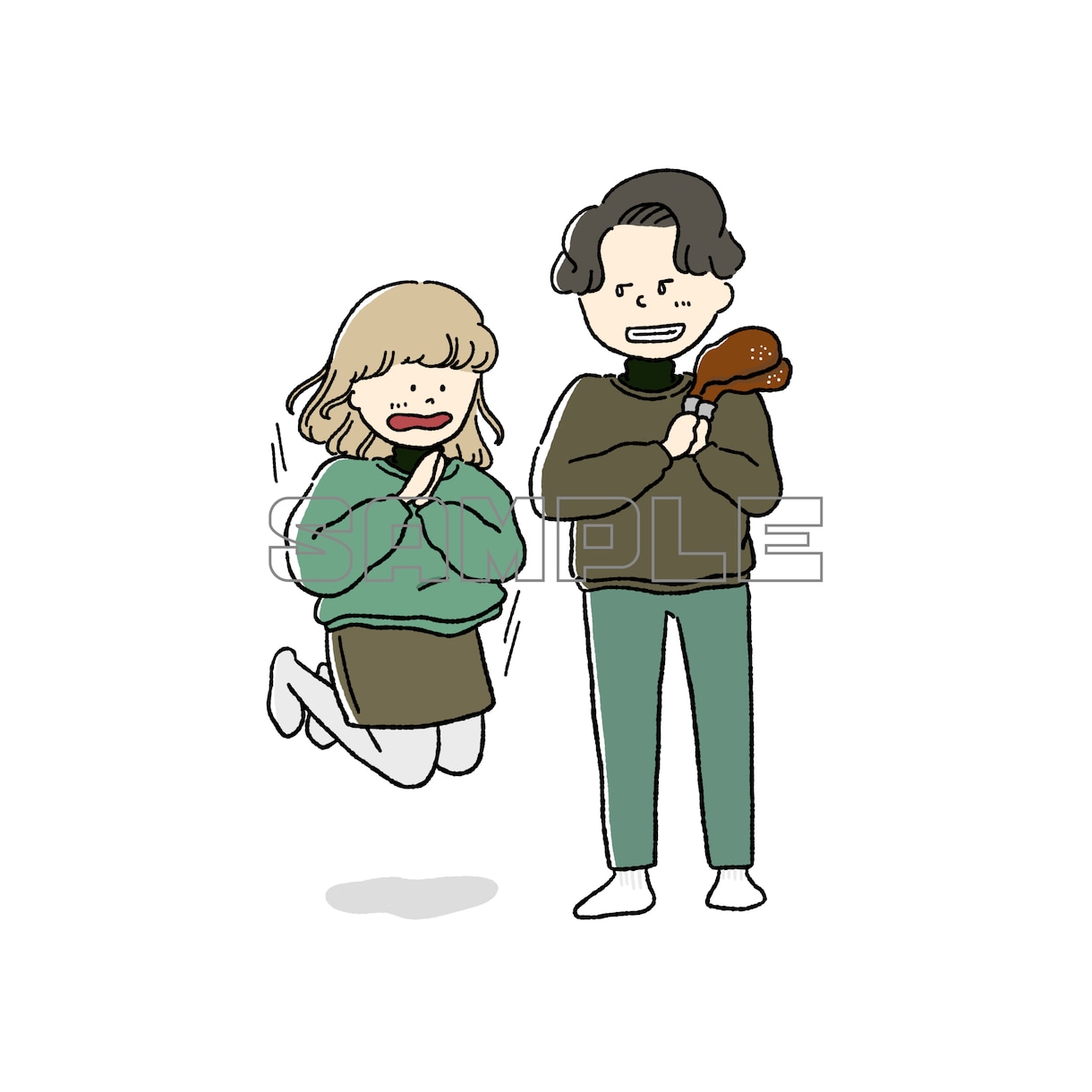 ほのぼのカップルイラスト描きます おふたりらしくて、かつ、ぬくもりのあるタッチで表現します イメージ2