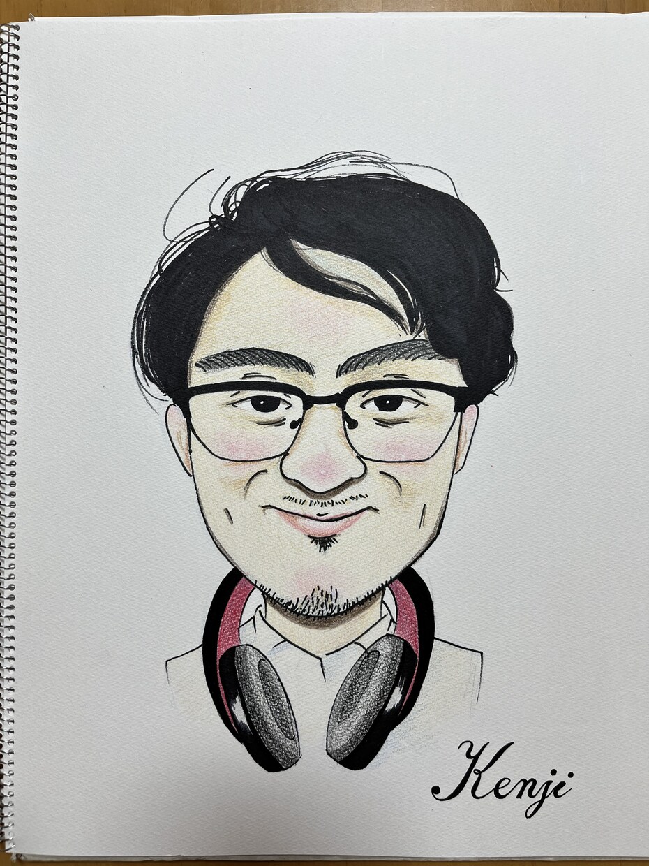 色紙に手書きの優しいタッチの似顔絵描きます 送料無料！贈り物に最適！オシャレな筆記体の名前付き☆ イメージ3