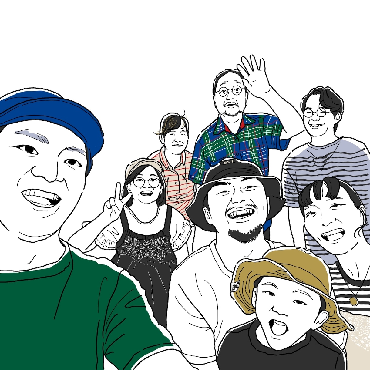 ステッカーにしたい！シンプル線画似顔絵お描きします 2名まで基本料金！服装ポーズ変更OK！記念日、プレゼントに◯ イメージ1