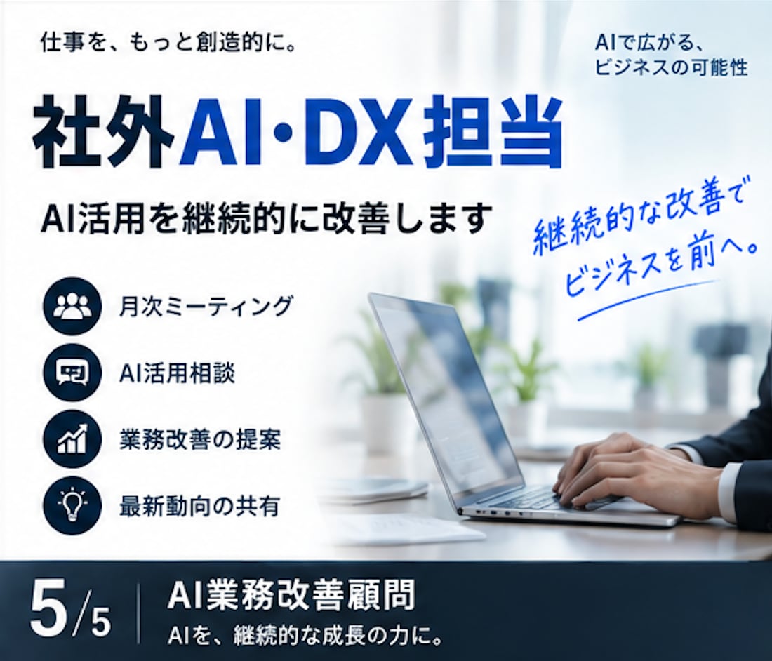 90分で「AIで減らせる仕事」を特定します 生成AI・業務自動化による削減効果と優先順位を診断します。 イメージ5