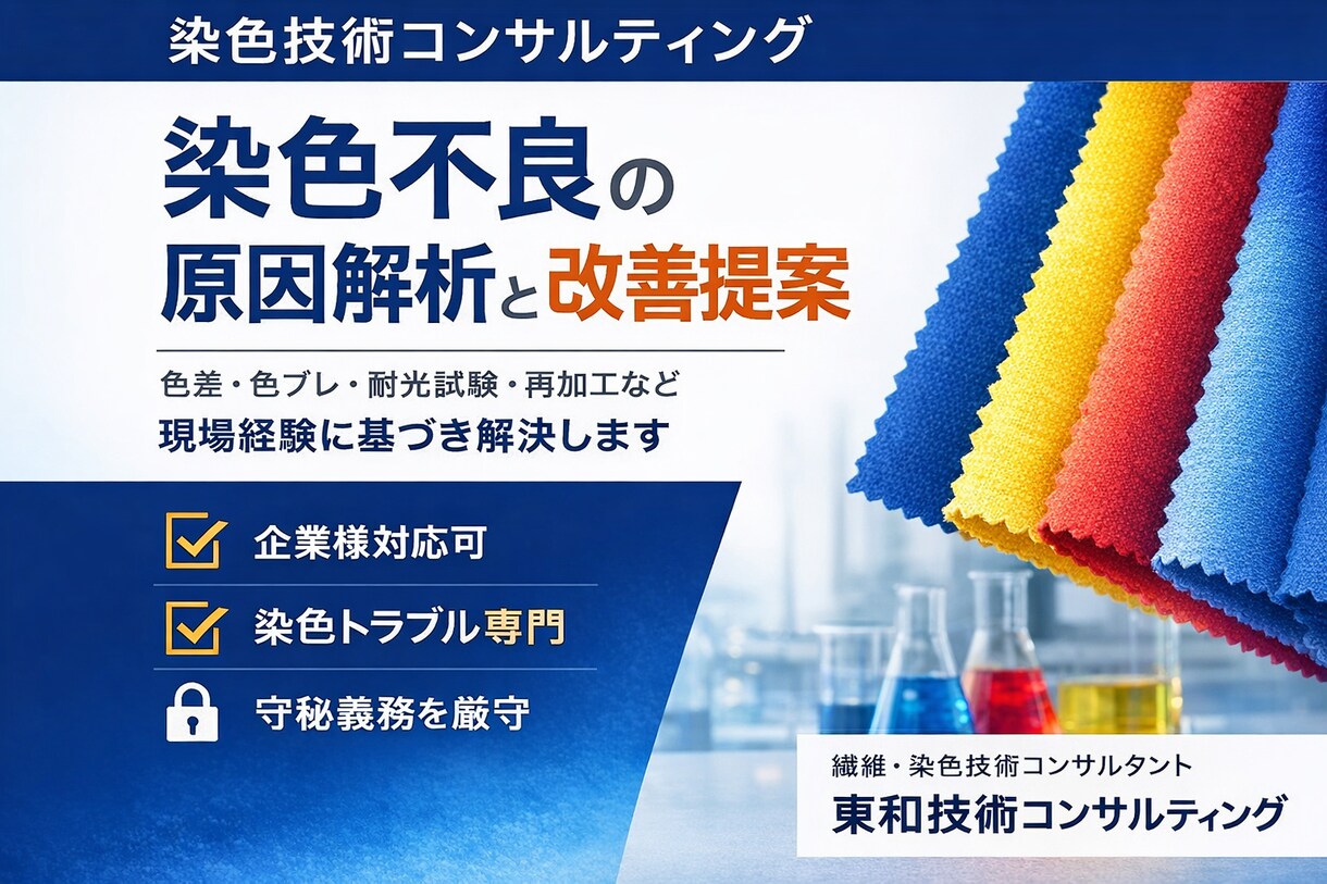 プロによるアパレルニット生地に関する相談受けます 現役繊維製品品質管理士があなたの悩みをキッチリと解決します。 イメージ1
