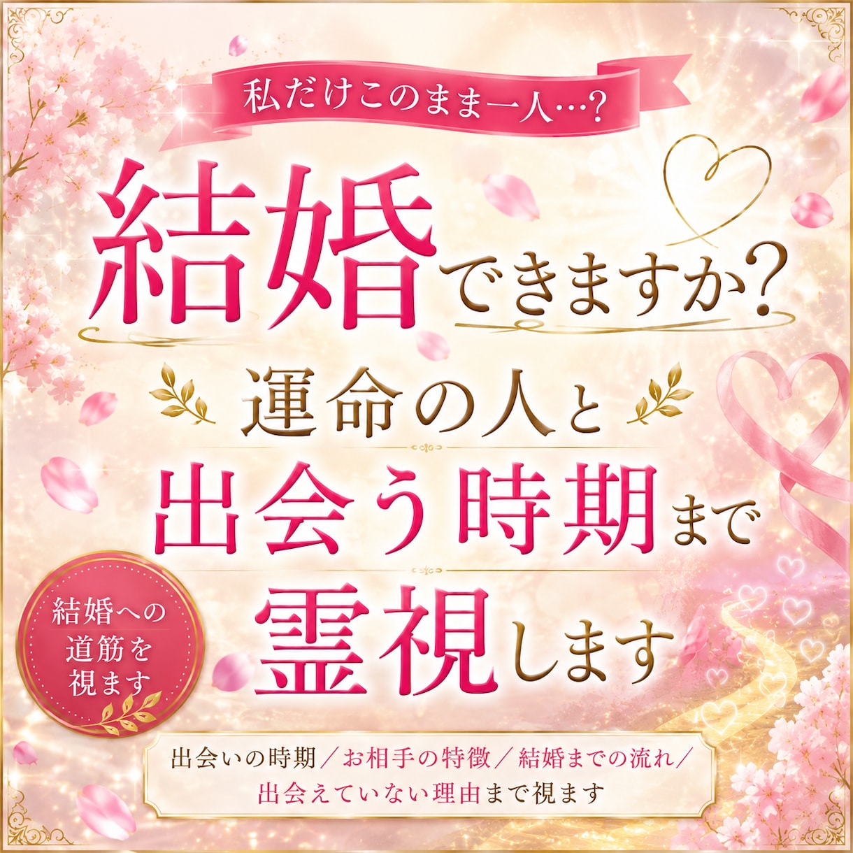 結婚できますか？運命の人と出会う時期まで霊視します 「このまま一人？」まだ見ぬ結婚相手と出会いから結婚までを霊視 イメージ1