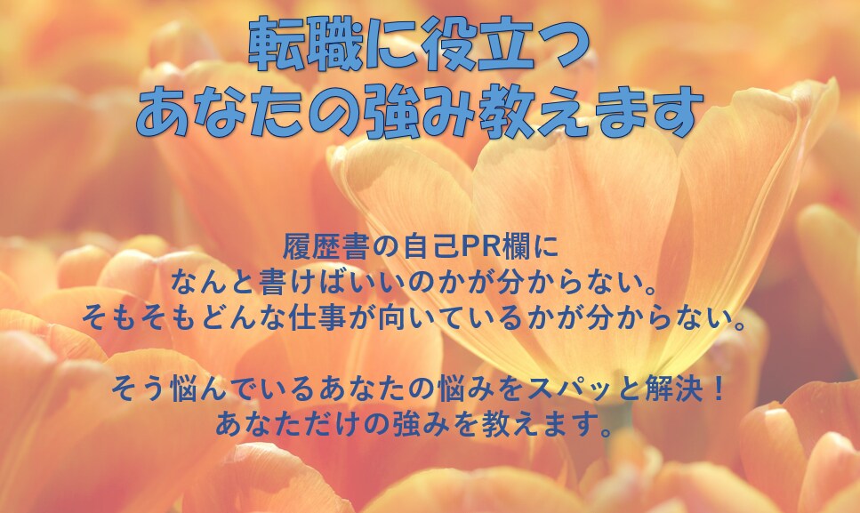 転職・就職に役立つあなたの強み教えます 得意と好きを仕事に活かす！あなただけの強みをお伝えします イメージ1