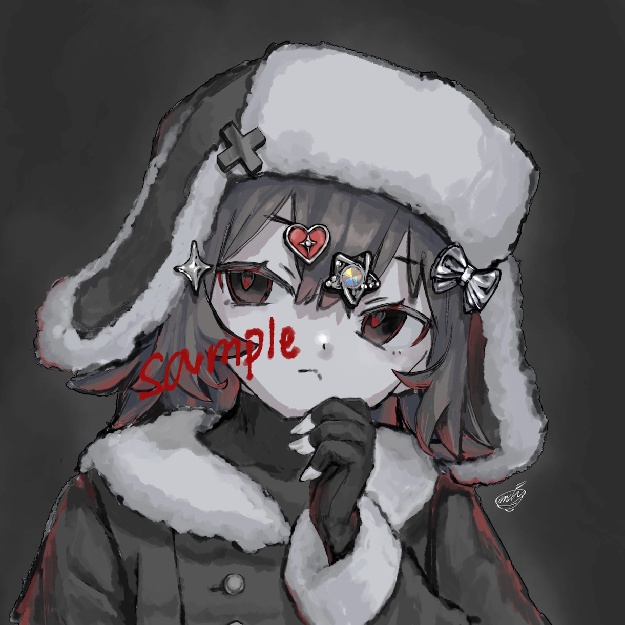 ちょっと暗めの病みかわアイコン描きます ダークでカワイイ世界観をあなたに イメージ3