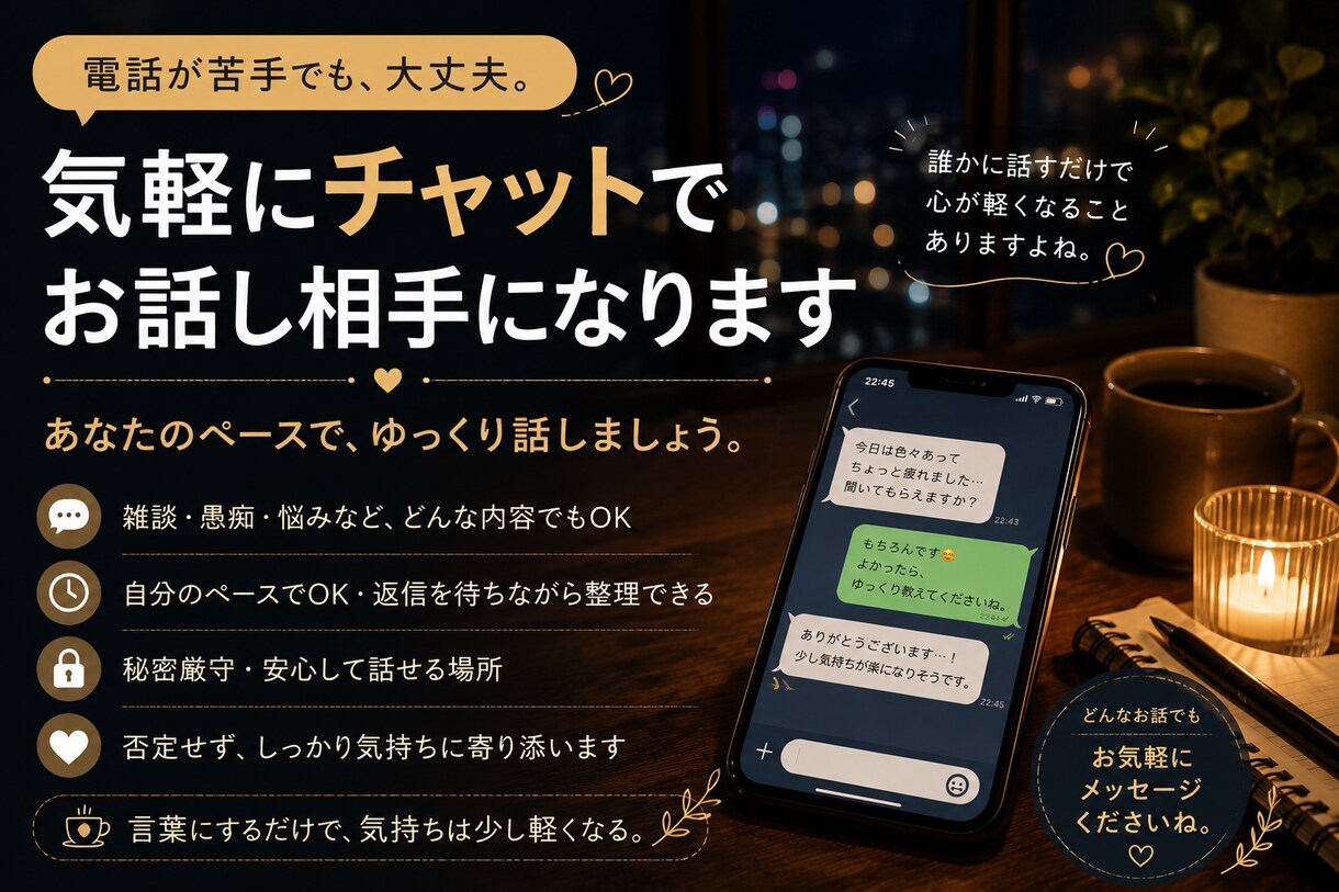 仕事の悩みをチャットでお聞きします 仕事・人間関係・将来の不安、気軽にご相談ください。 イメージ2