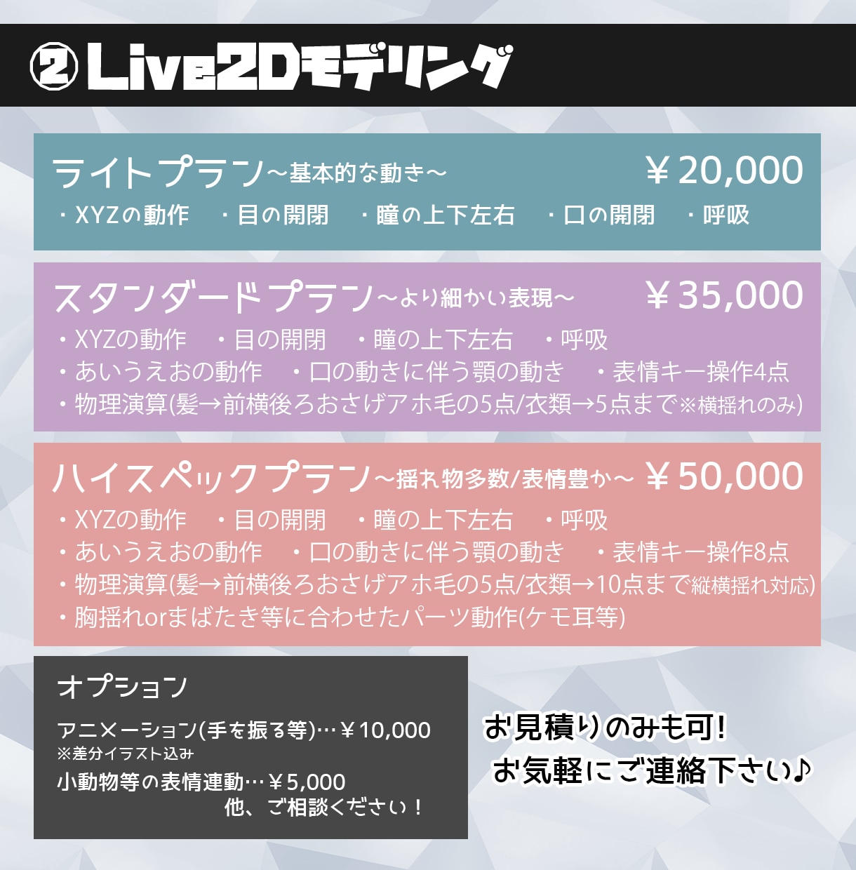 高品質！Live2Dモデル制作致します 現役Vtuberが制作からアフターサポートまで行います★ イメージ5