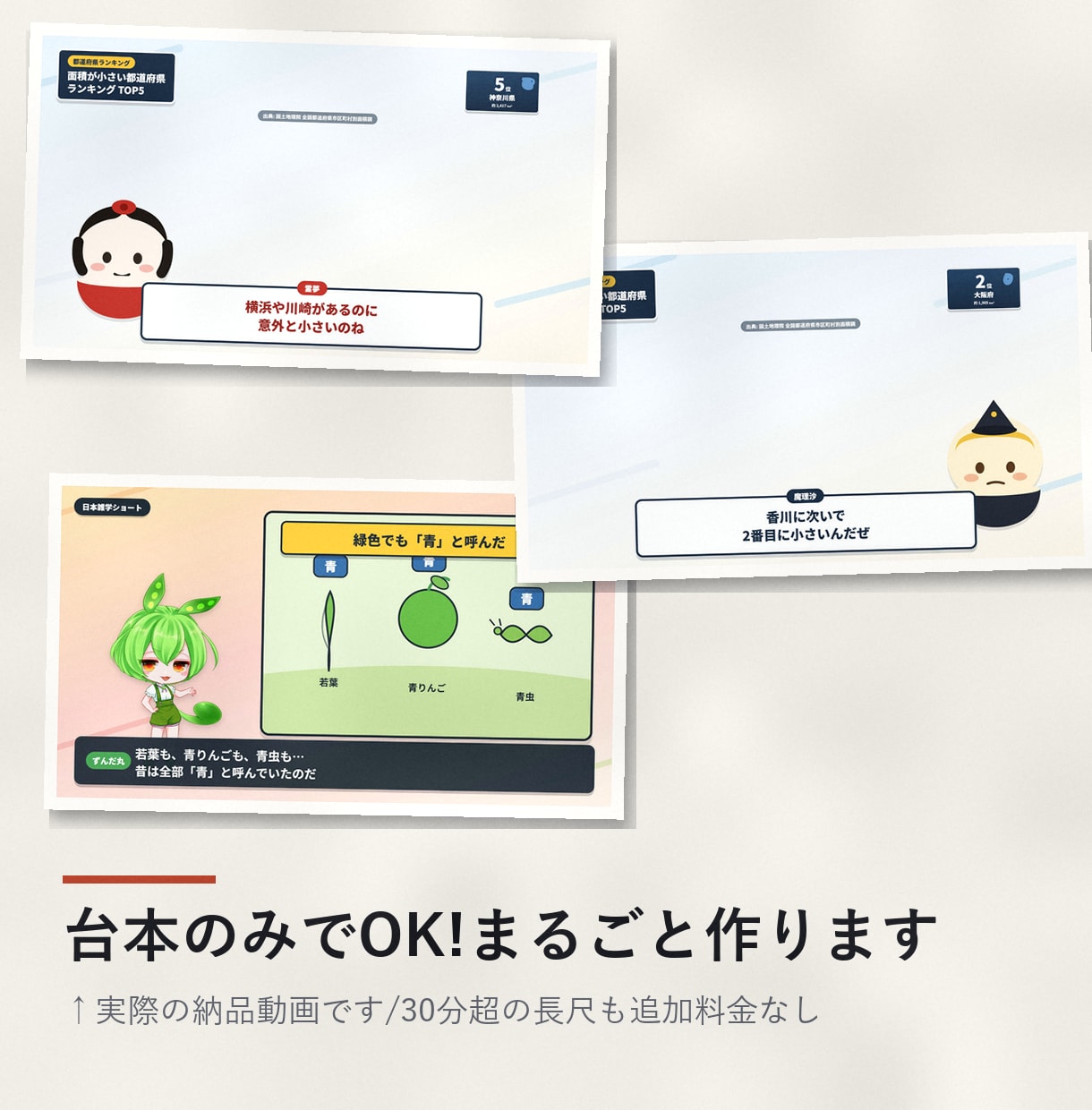30分でも40分でも定額ゆっくり解説動画作ります 台本を送るだけ。長尺ほどお得な自動生成で制作します イメージ1