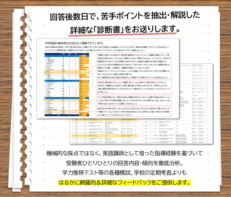 中学英語特化！英文法の「弱点」を分析します 早大通り進学塾秘伝の「100問テスト」で徹底分析＆診断！ イメージ3