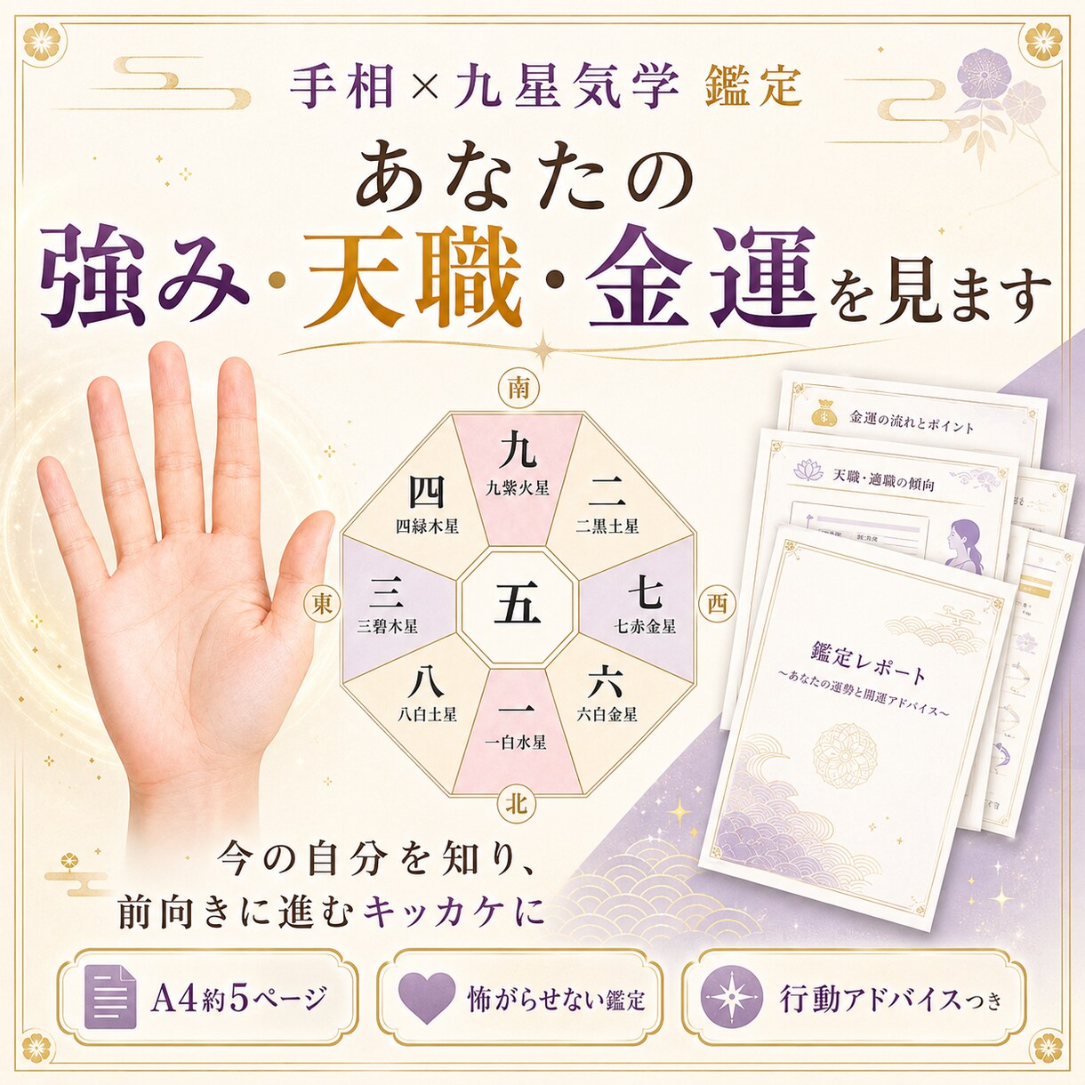 手相×九星気学で天職・恋愛運などを見ます 手相×九星気学で天職・恋愛運などを見ます イメージ1