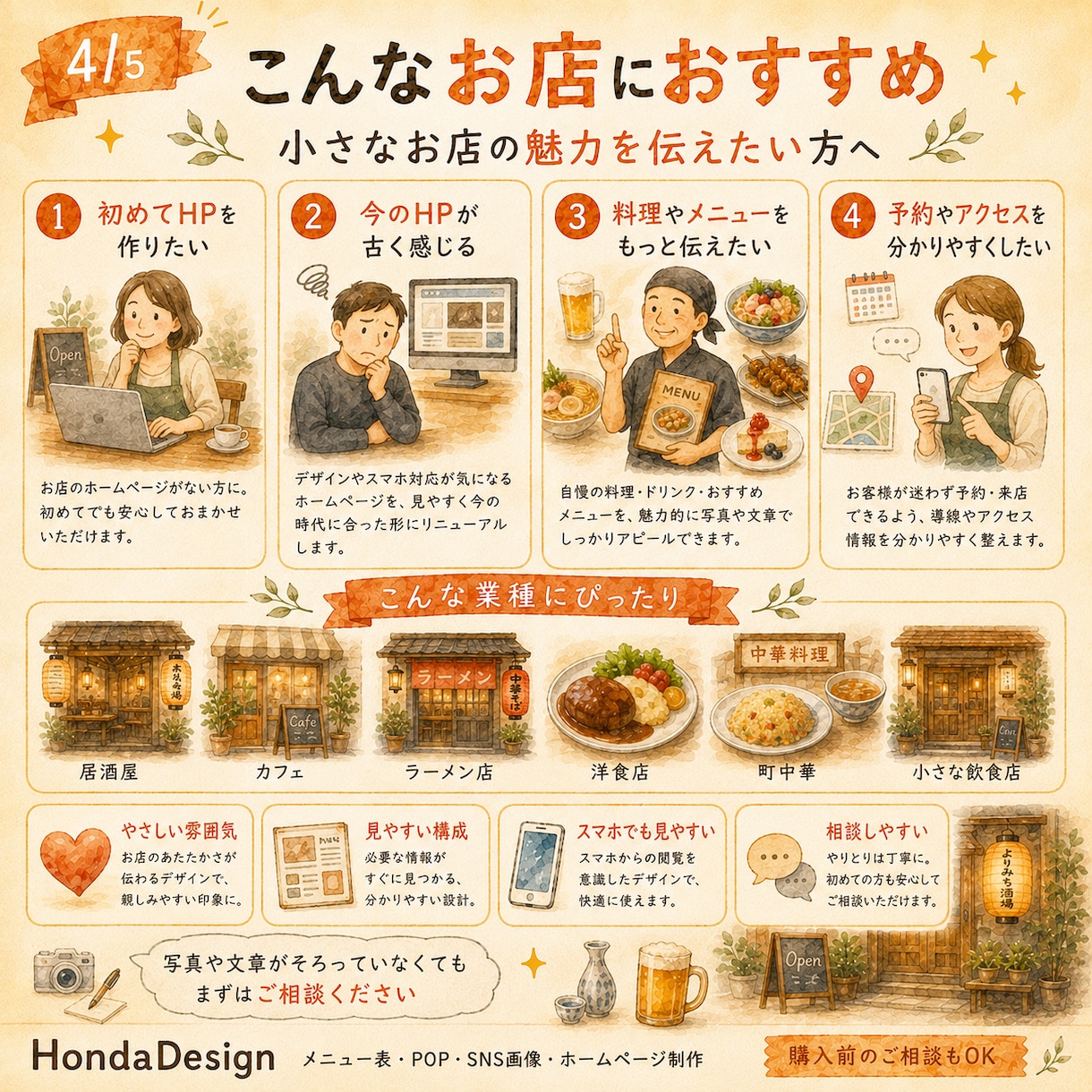 飲食店向けのホームページを制作します 小さなお店の魅力が伝わる1ページHP イメージ7