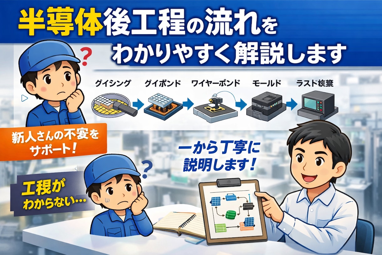 半導体後工程の流れを新人向けに説明しますます 工程の意味・仕事の流れを現場経験でわかりやすく説明します イメージ2