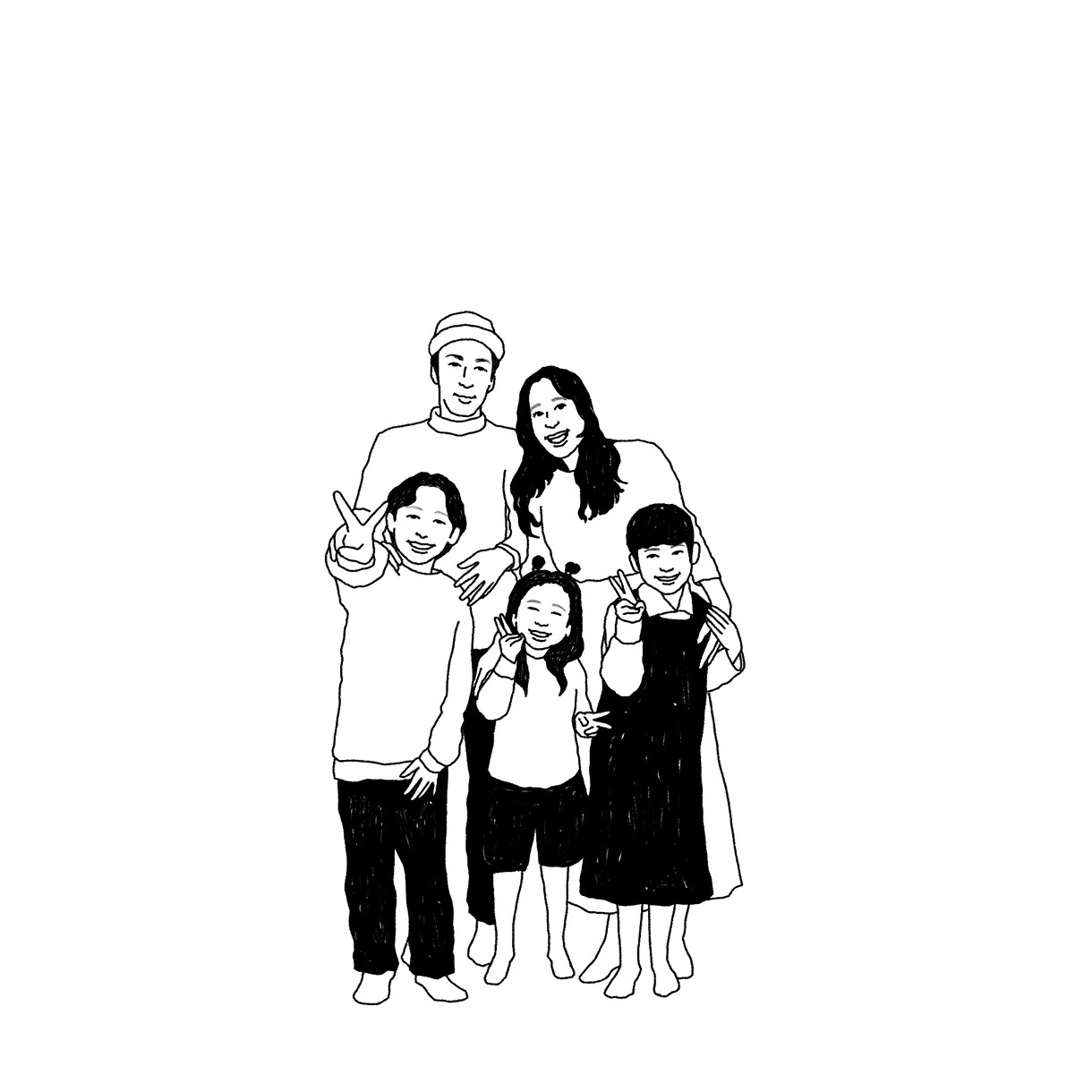 線画!お写真を元にご家族などのイラストを描きます 還暦祝い、結婚祝い、お誕生日のプレゼントなどに最適です。 イメージ6