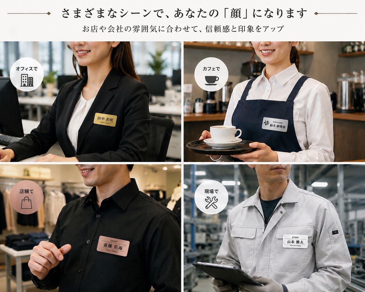 オリジナルの名札・ネームプレートを作ります シンプル系や事業ロゴの彫刻も可能です。複数割引あり イメージ3
