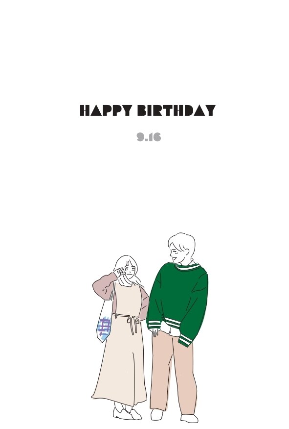 カップル/家族/友達フォト→イラストカードにします 写真を元にバースデーカード用などのイラストを作成致します。 イメージ2