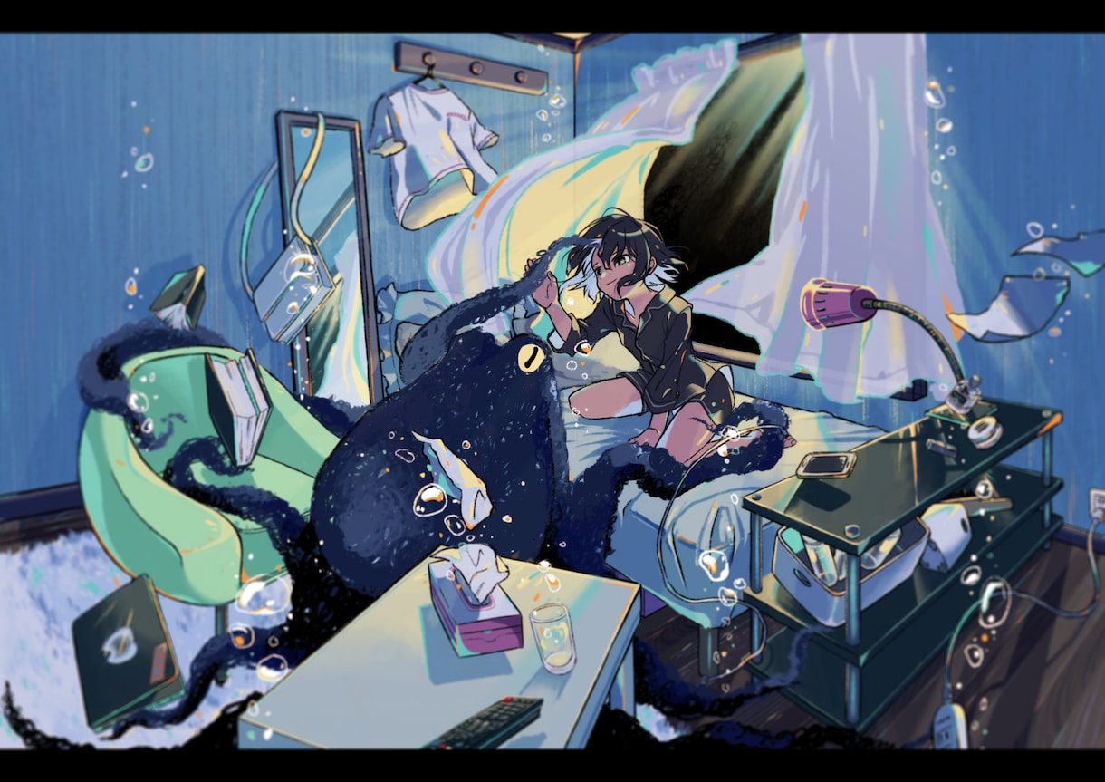 広い世界の感じる背景付きのイラスト描きます 情緒のある世界観の背景とキャラクターイラストを描きます イメージ4