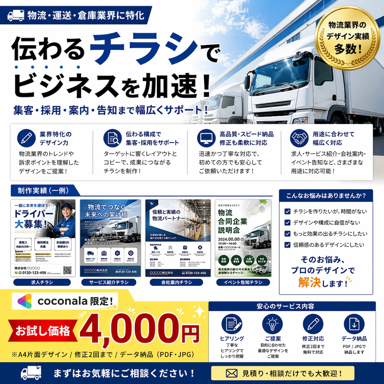 物流業界特化!伝わるチラシ・求人広告を制作します 現場を知るフォーク免許保有の物流特化デザイナー イメージ2