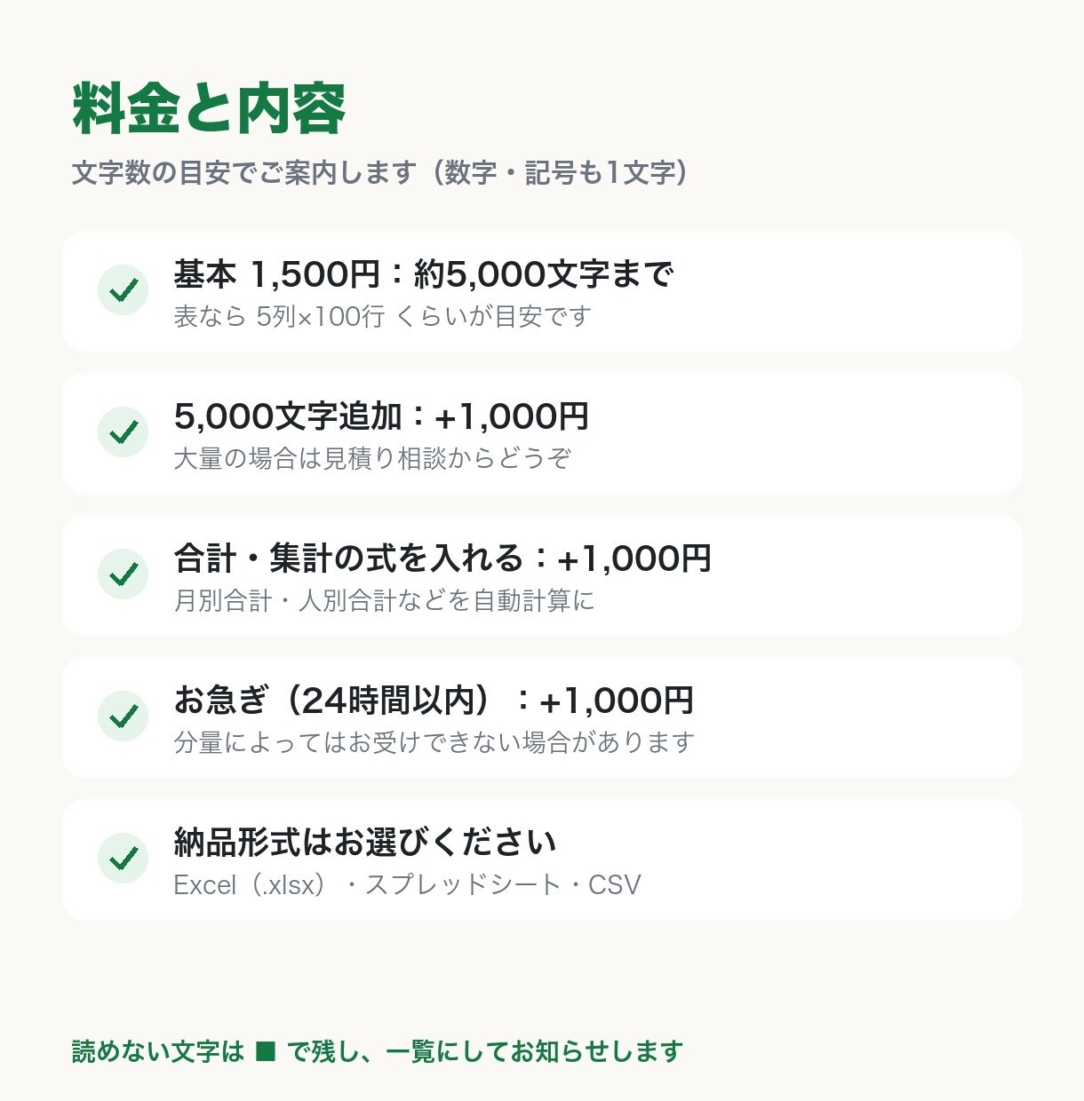 手書き・PDF・画像をExcelに入力します 5,000文字まで1,500円。スプレッドシート納品もOK イメージ3