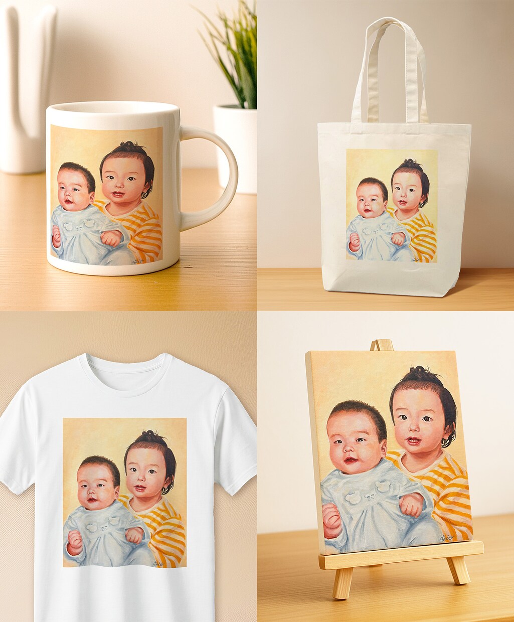 ぬくもりある肖像画をデジタルでお描きします デジタル納品 ＋印刷・額装・日用品グッズもご用意しております イメージ5