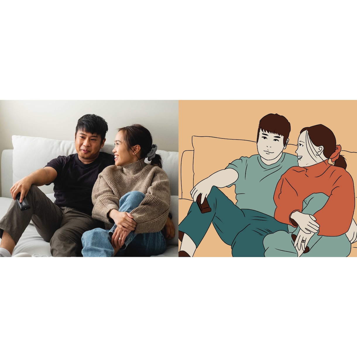 韓国風♡おふたりの時間を絵にします シンプルで、どこか韓国っぽさを感じる2人だけのイラストです。 イメージ1