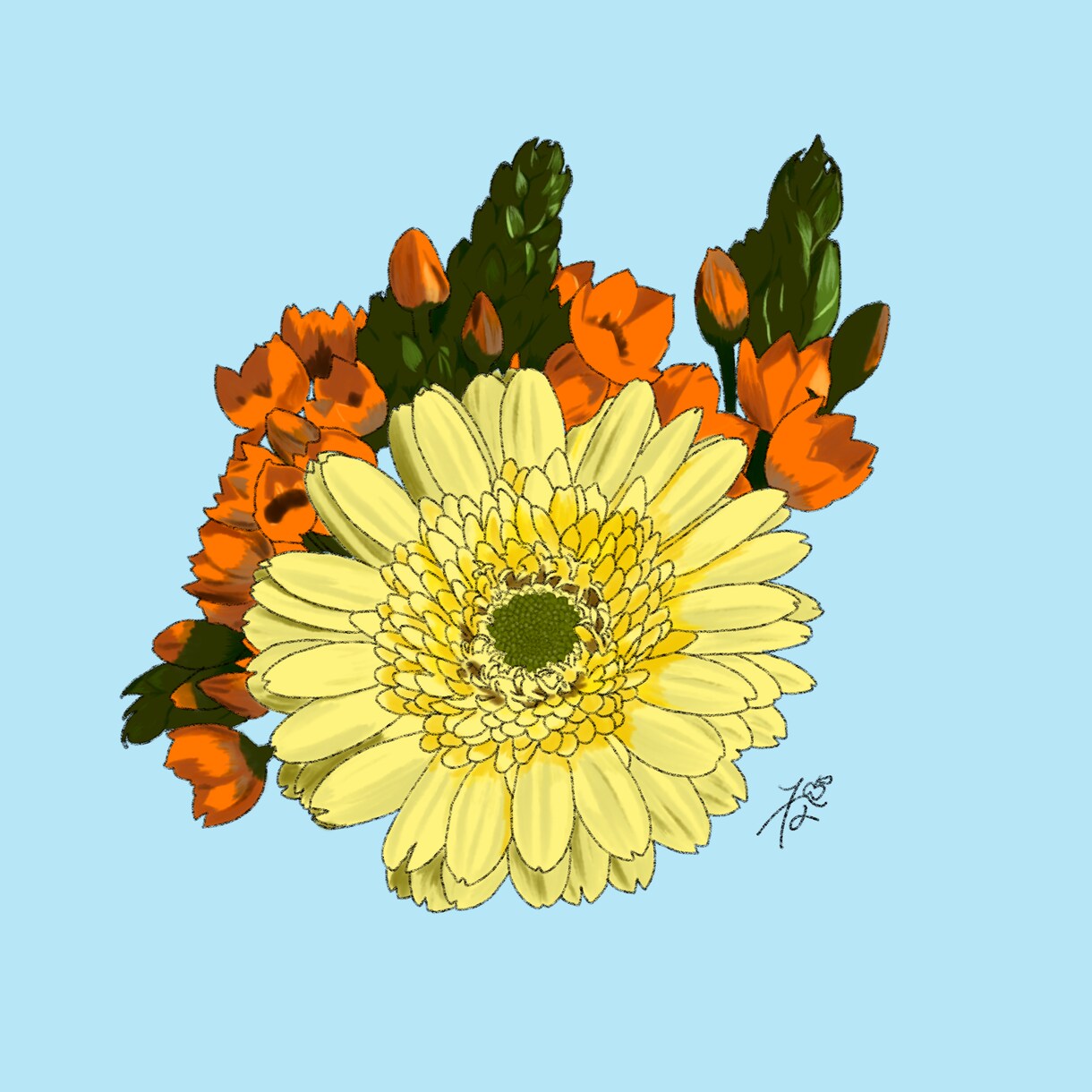 花束のイラスト描きます あなたのために購入した花束をイラストにおこします。 イメージ2