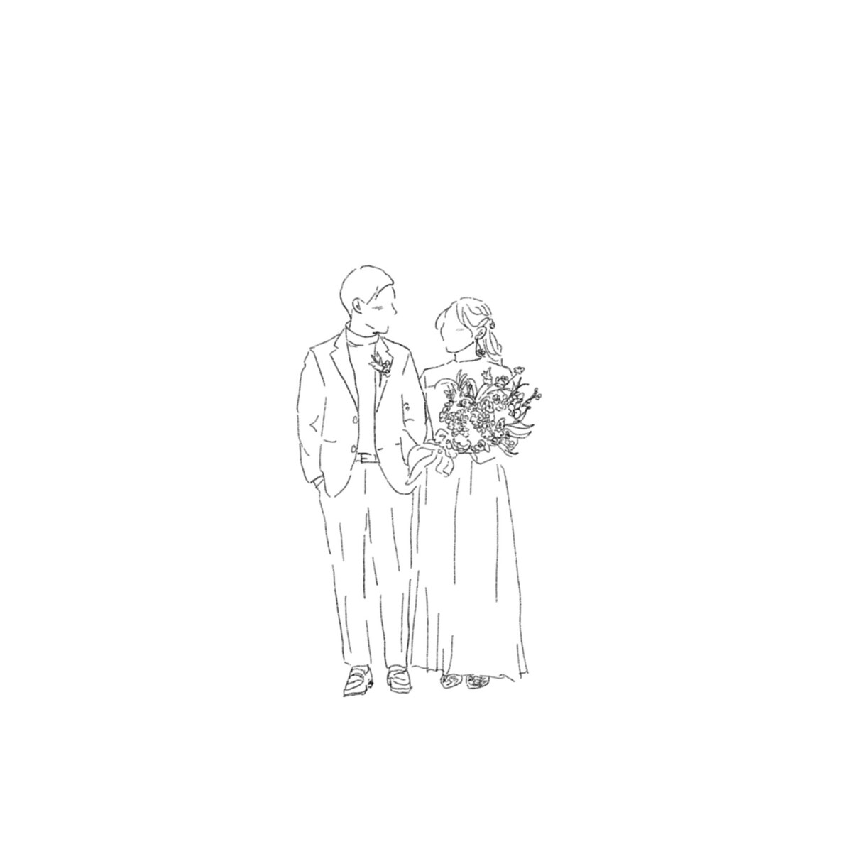 シンプルなウェディングイラストを作成します ウェルカムボードや席札などなどお2人らしいイラストを! イメージ2