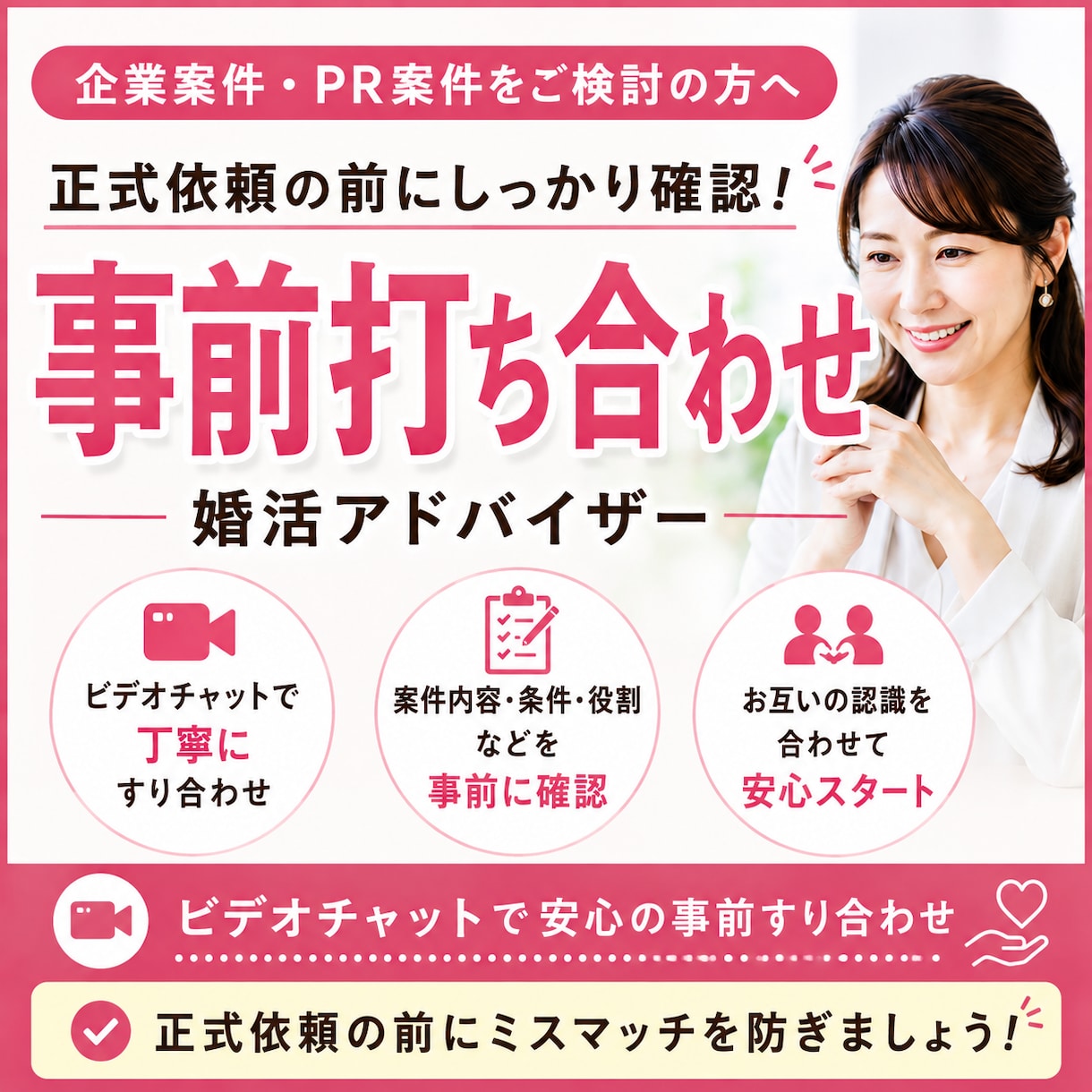 企業案件・PR案件の事前打ち合わせします 正式依頼前に内容・役割をビデオチャットで丁寧にすり合わせます イメージ1