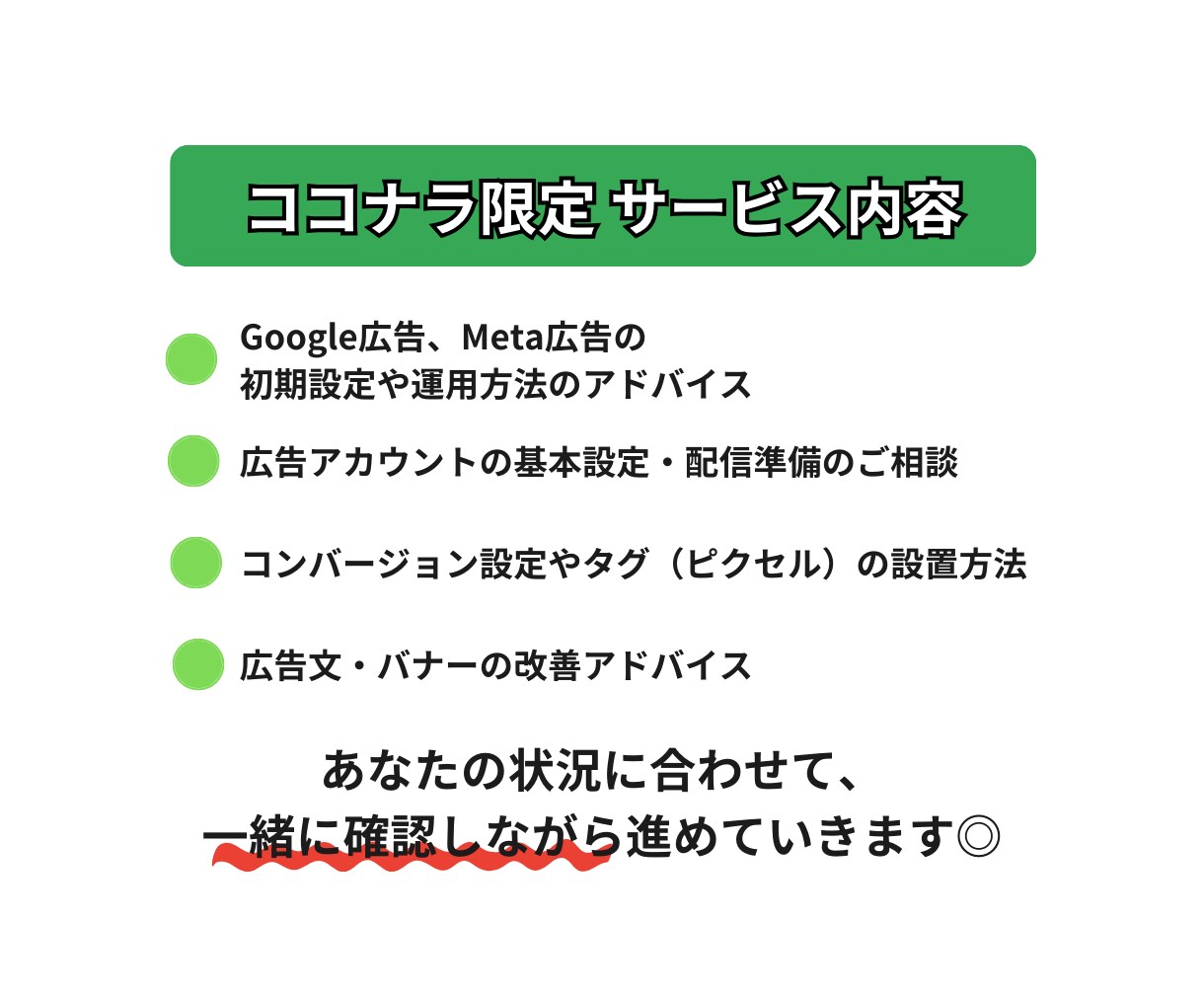 オンライン広告運用に関する相談に乗ります Google広告/Meta広告の相談を承ります◎ イメージ3