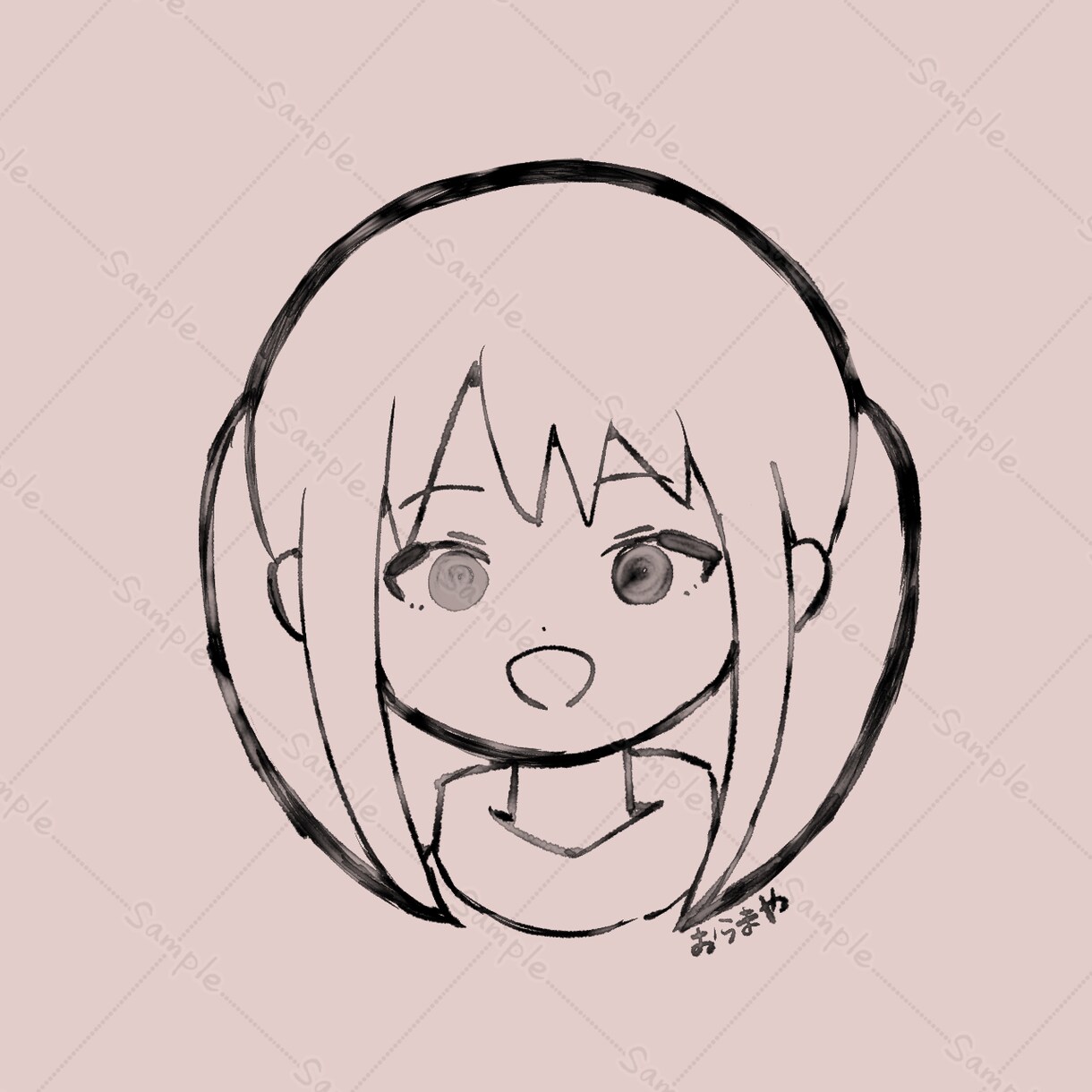 SNS用の似顔絵アイコン描きます 薄墨で描いた様なゆるめなモノクロイラスト イメージ3
