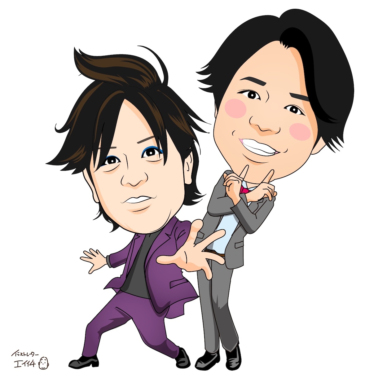 商用利用OK！三頭身似顔絵お描きします テレビ雑誌で似顔絵を描くイラストレーターが描きます イメージ2