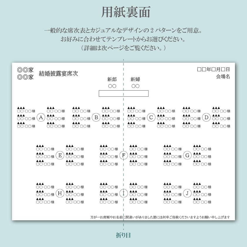 mmk0129様ー専用席次表作成します 席次表ＴypeＡデザインにてお作りします イメージ1