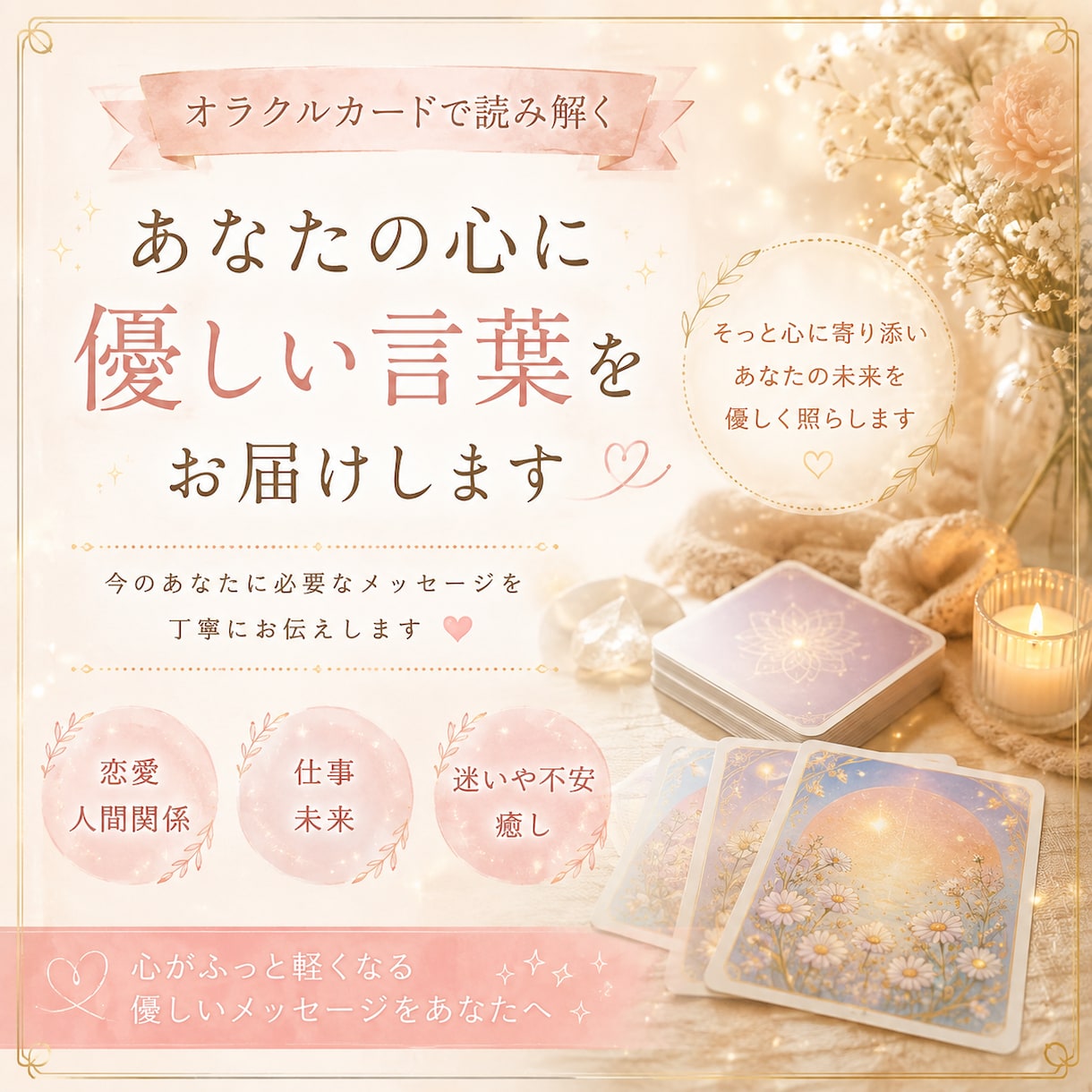 オラクルカードが導くあなたへの言葉を伝えます 前を向くための優しい気付きをあなたに イメージ1