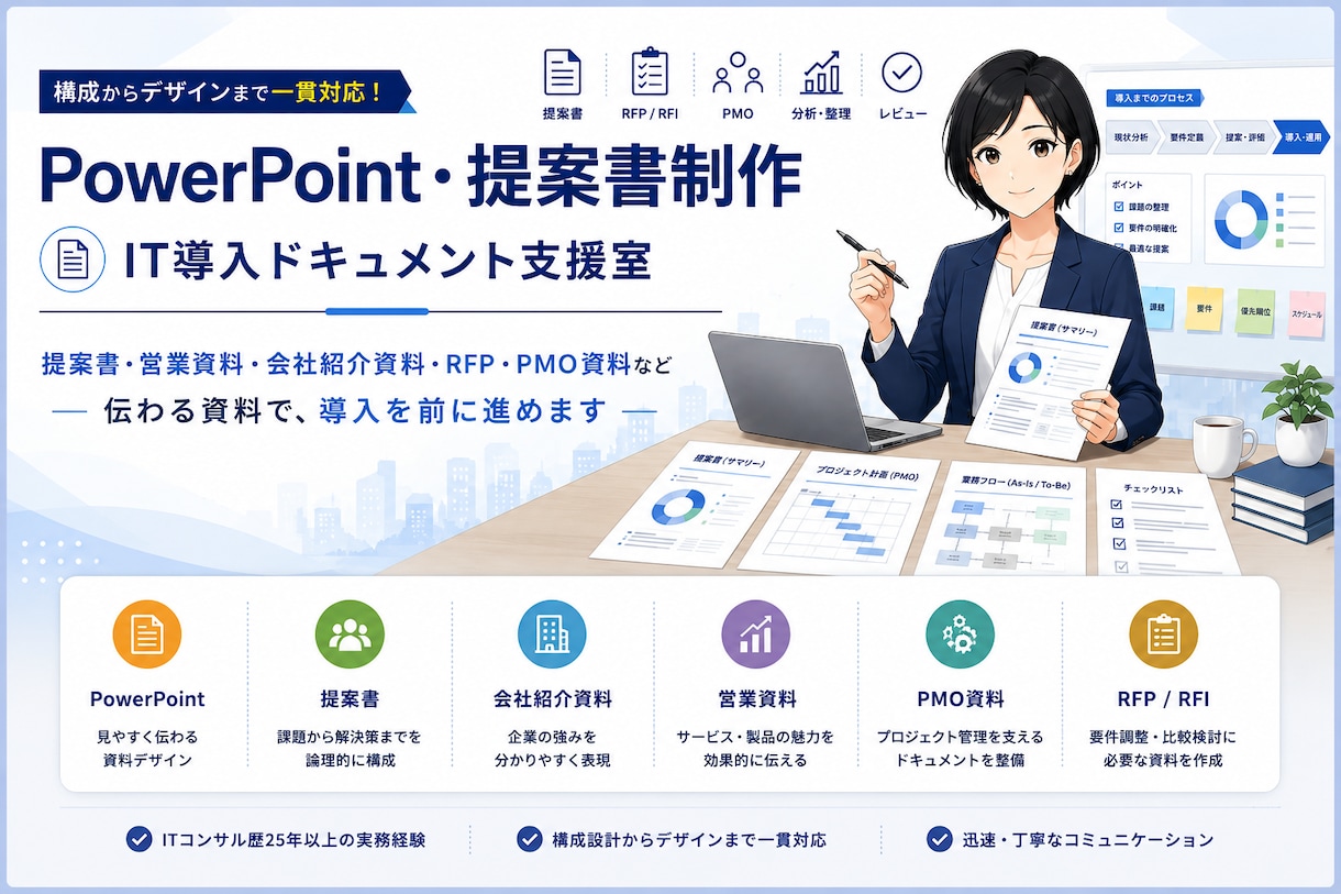 PowerPoint資料を作成しますます ITコンサル歴25年。構成から一貫対応 イメージ1