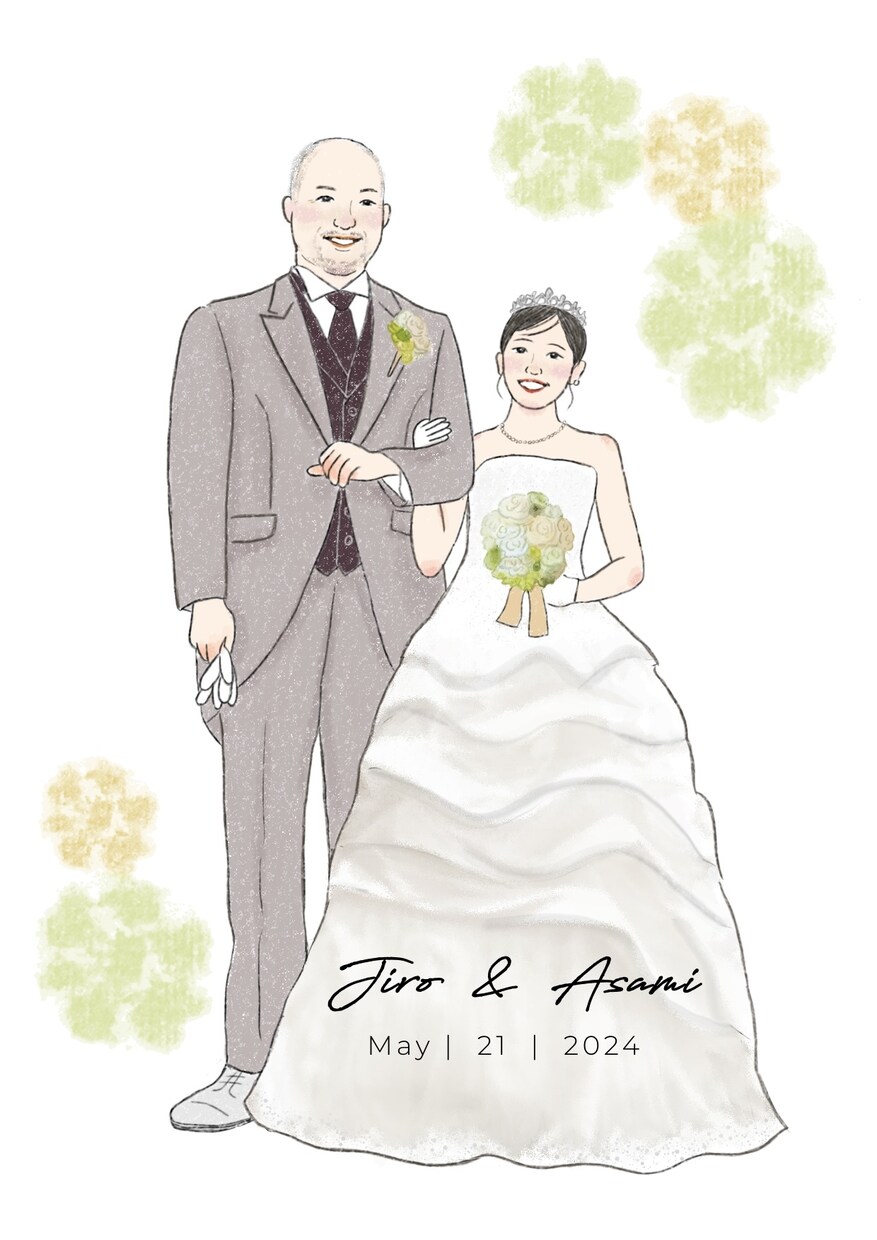 受注制作／新郎新婦を描きます データ納品！結婚式のウェルカムボードにおすすめ！ イメージ5