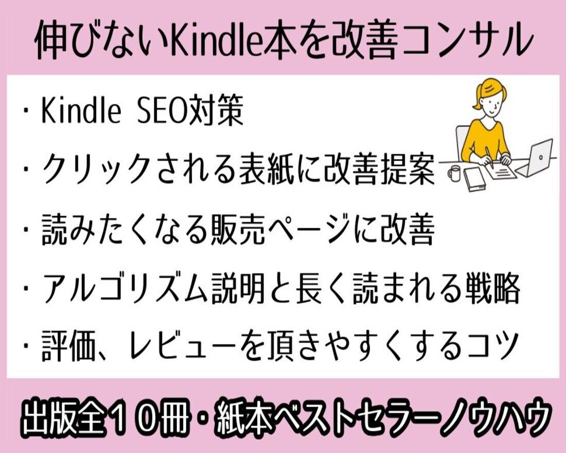 伸び悩んでいるKindle本を改善コンサル致します 出版全１０冊・紙本ベストセラー作家が読まれるように改善提案！ イメージ1