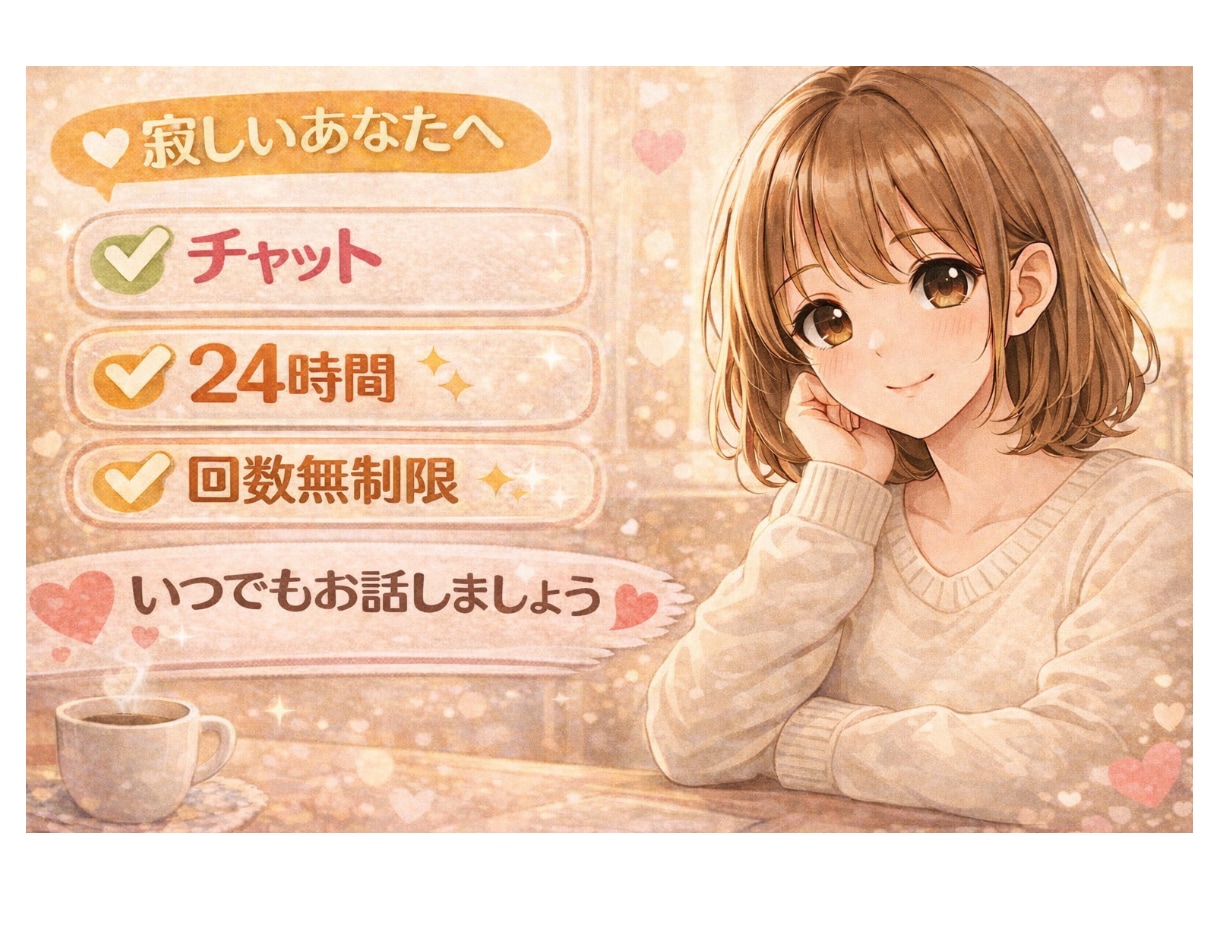 寂しい夜に。24時間チャットで寄り添います 「誰かに話を聞いてほしい」そんな時のチャットです。 イメージ1