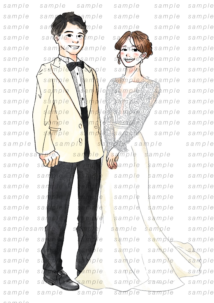 大切な2人を温かい幸せなスケッチ風に描きます ウエディングボード以外の記念日などにも対応しております。 イメージ3