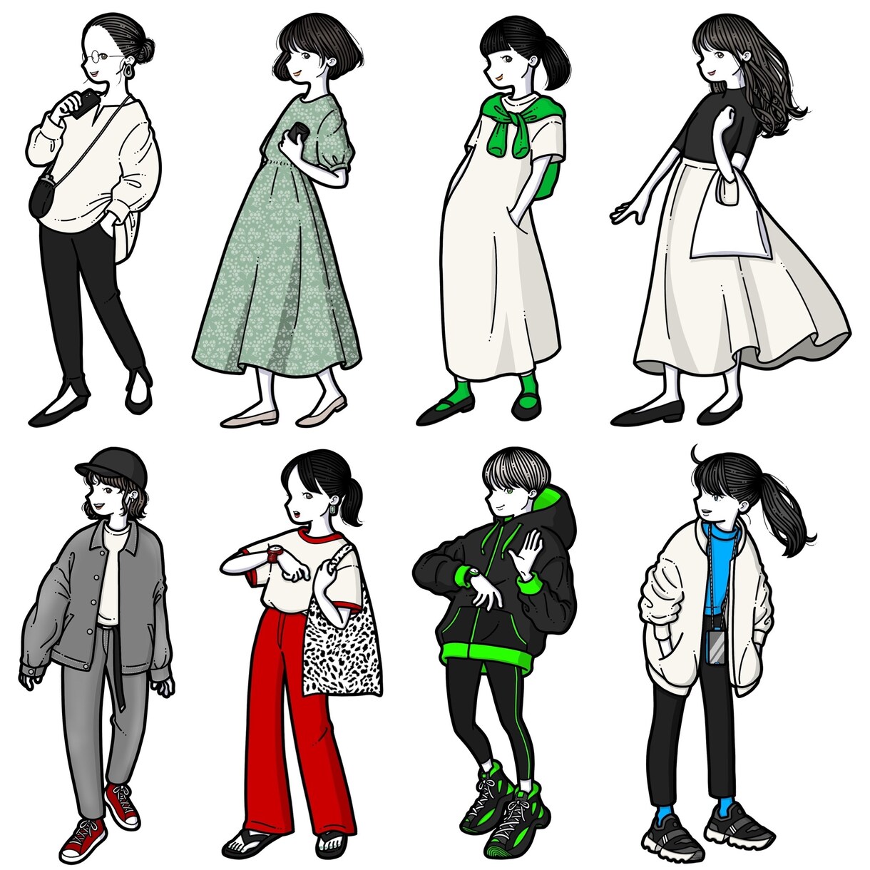 全身横顔専門！シンプル人物イラスト描きます オリジナリティあふれるアイコンはいかがですか？ イメージ6