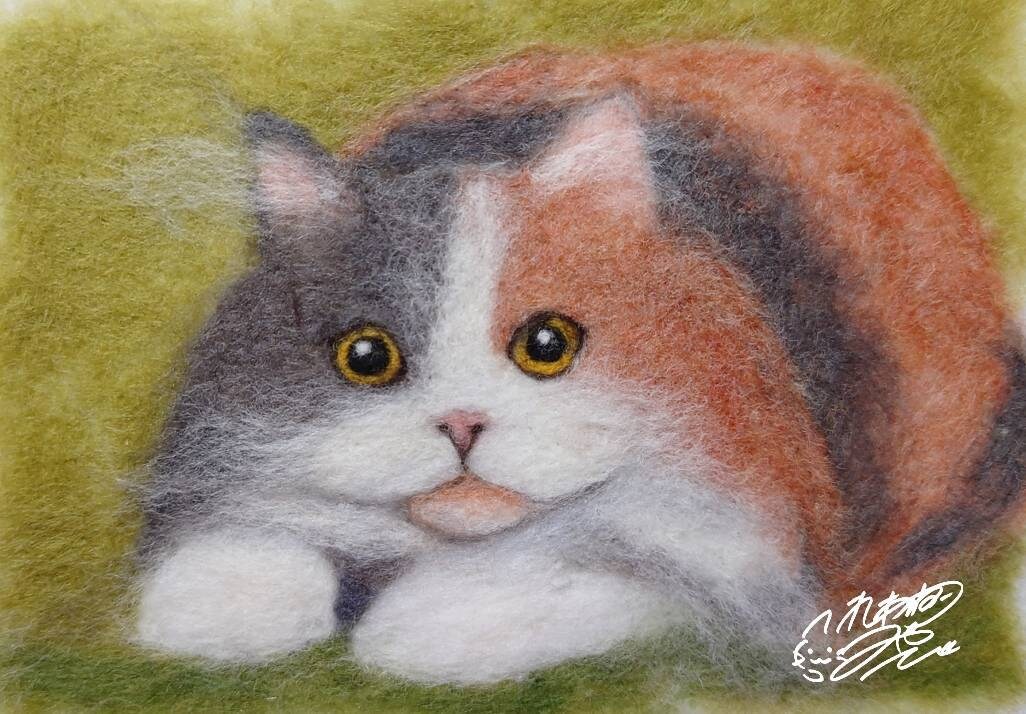 羊毛画であなたの猫ちゃんをそっくりに作ります どこにもない平面の羊毛アート！B5(18.3×25.8cm) イメージ4