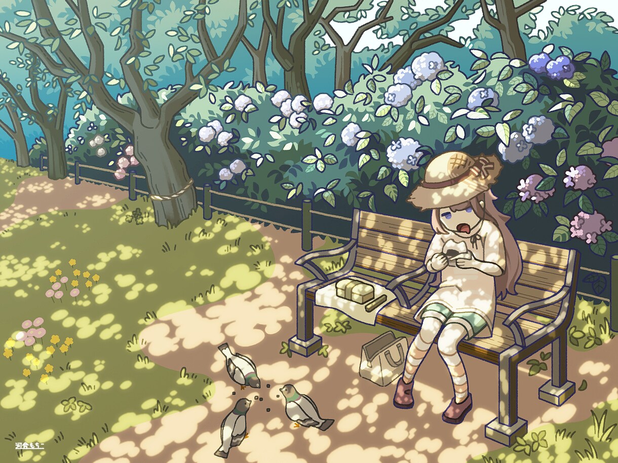 物語を感じる背景込み一枚絵を制作します キャラクターの日常や思い出を、温かな空気感とともに描きます イメージ4
