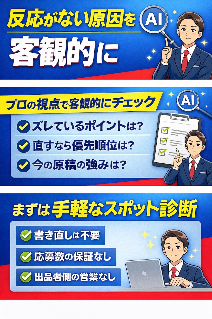 求人広告の応募が来ない理由をプロがAI診断します ＜AI分析＋プロ視点＞直す前に、原因だけを整理！ イメージ2