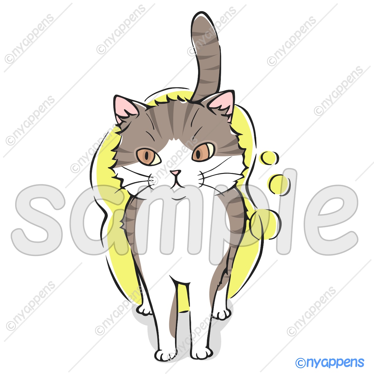 商用利用OK！猫の手書きイラスト販売しています SNS、パンフレットやチラシ、POP、名刺、印刷の素材に★B イメージ1