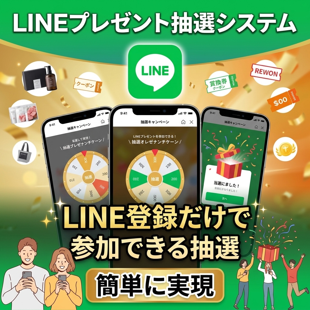 LINEでプレゼント抽選システムを構築します LINE登録だけで参加できる抽選を簡単に実現 イメージ1