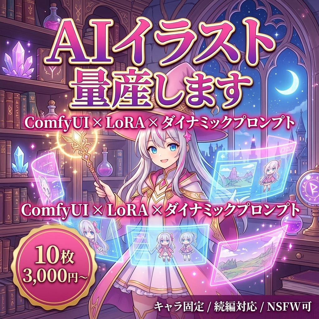 ComfyUI画像生成ワークフロー設計します LoRA訓練×ダイナミックプロンプトで量産可能に イメージ1