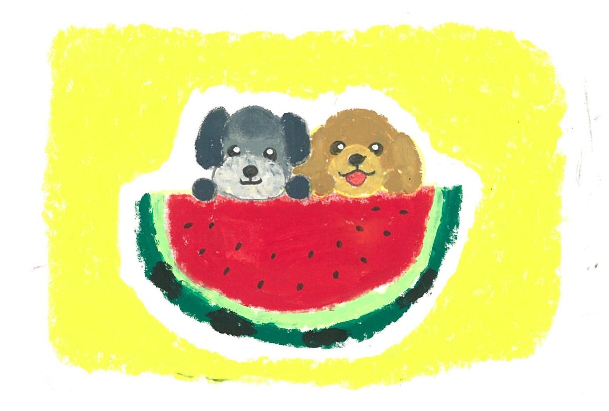 オイルパステルでポップなわんこのイラストを描きます ポップでカラフルなわんこイラストをインテリアの一部に イメージ6